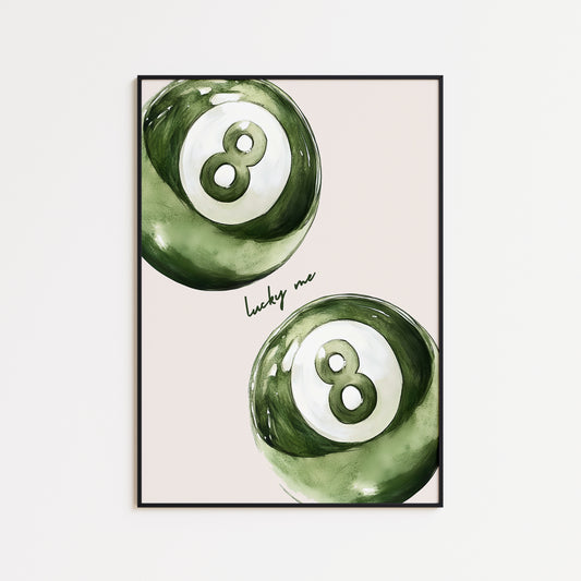 Sage Green 8 Pool Ball Print