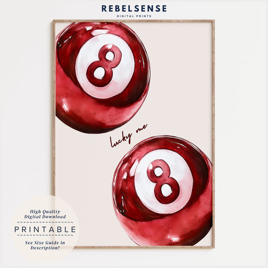 Red 8 Pool Ball Print