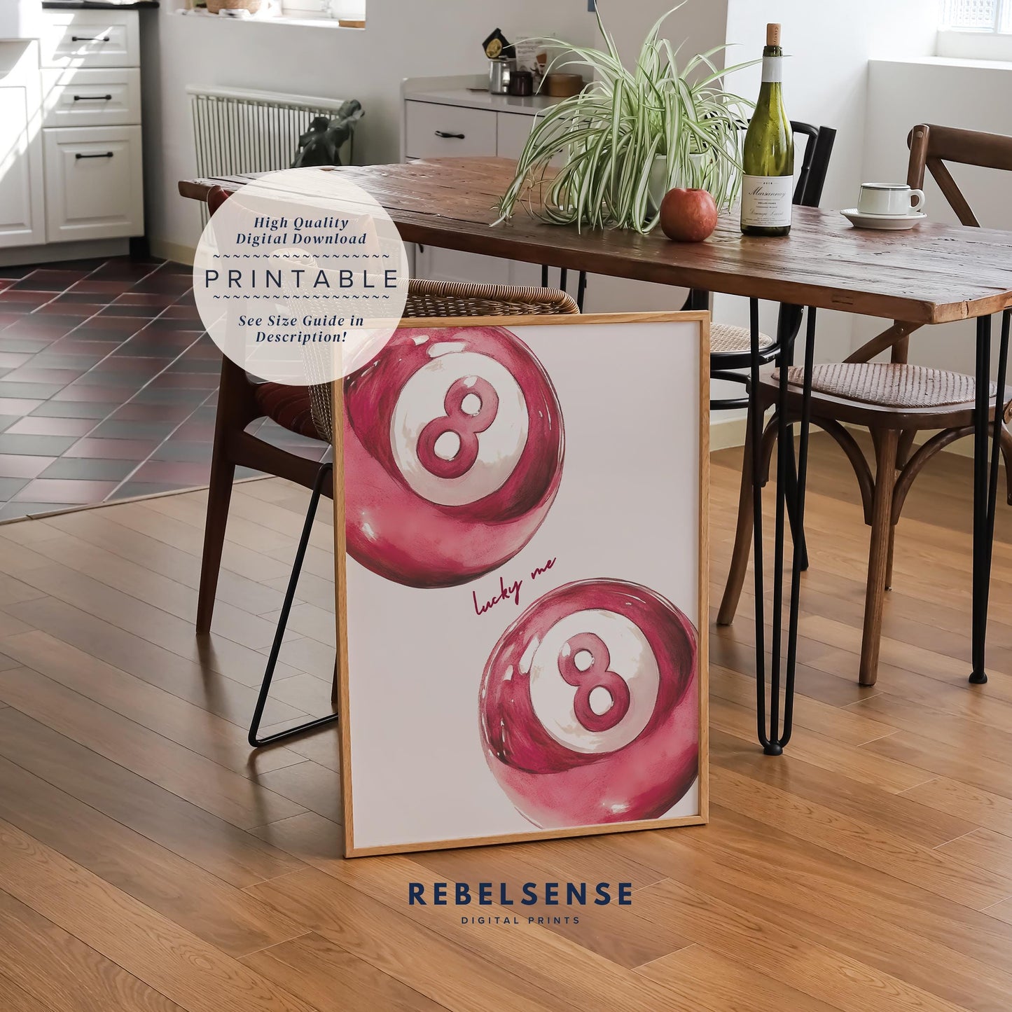 Pink 8 Pool Ball Print