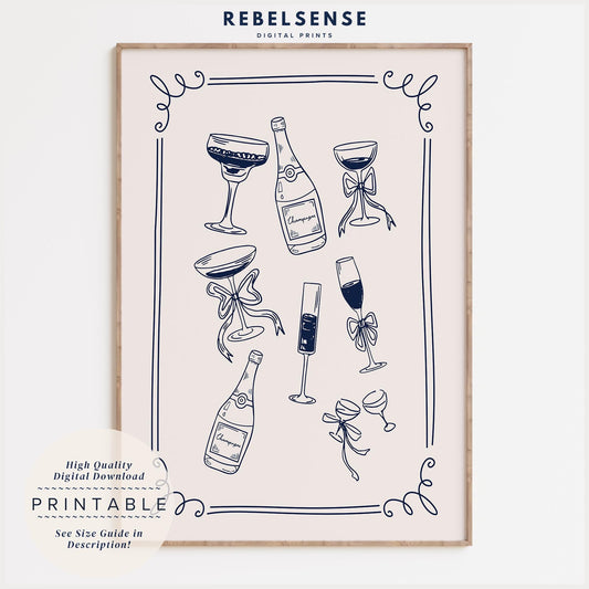 Blue Champagne Print