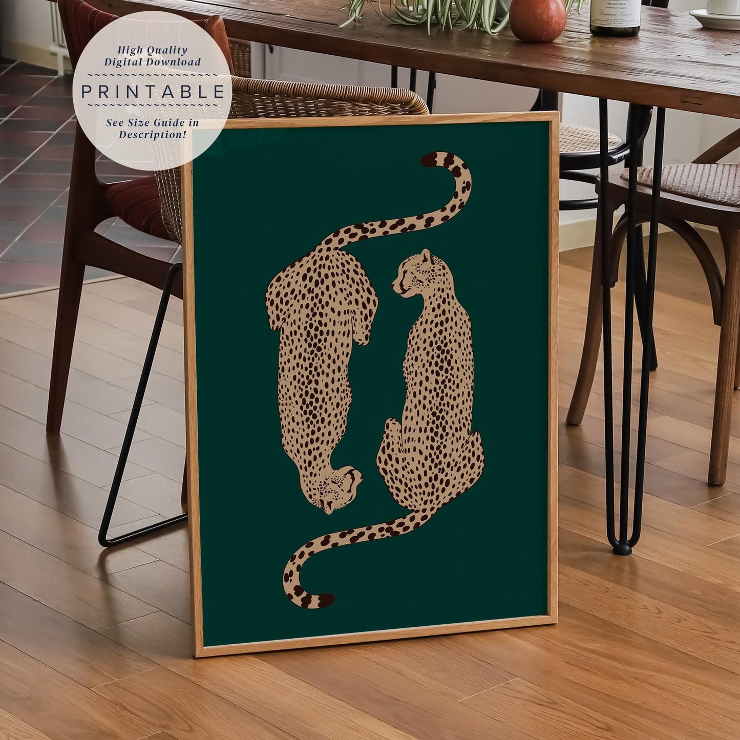 Emerald & Beige Cheetah Print