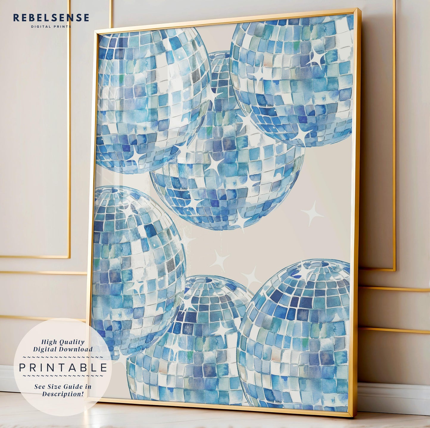 Blue Disco Ball Print