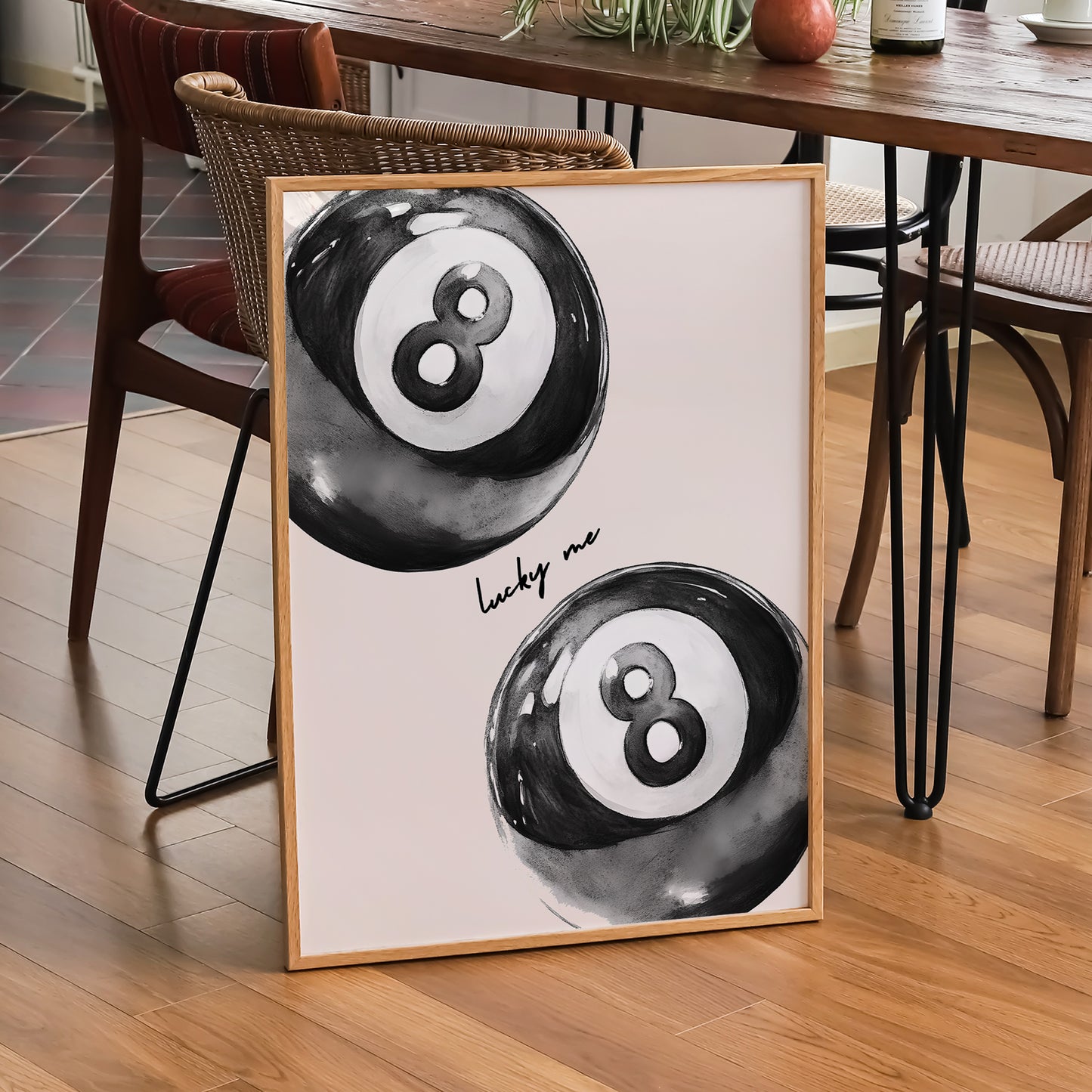Black 8 Pool Ball Print