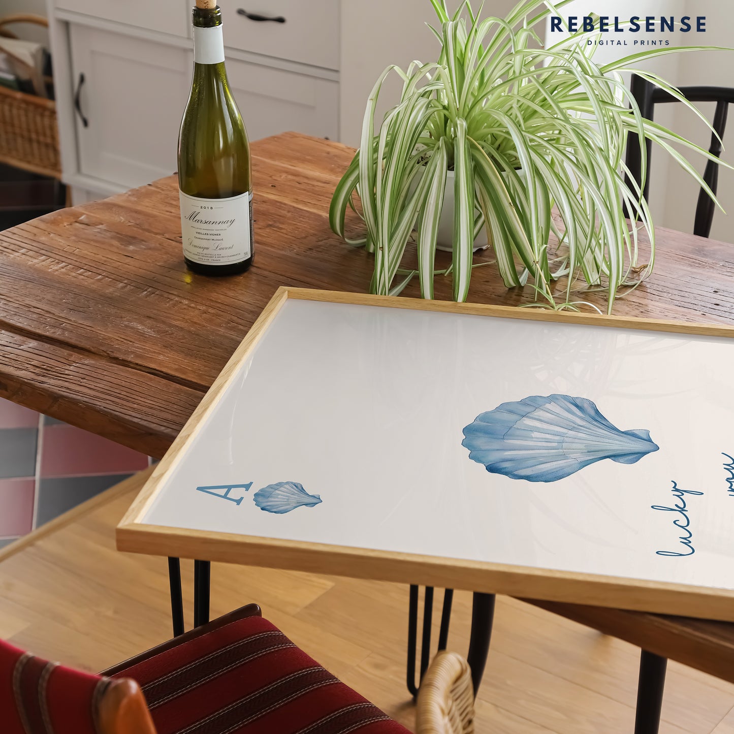 Blue Seashell Playing Card Print