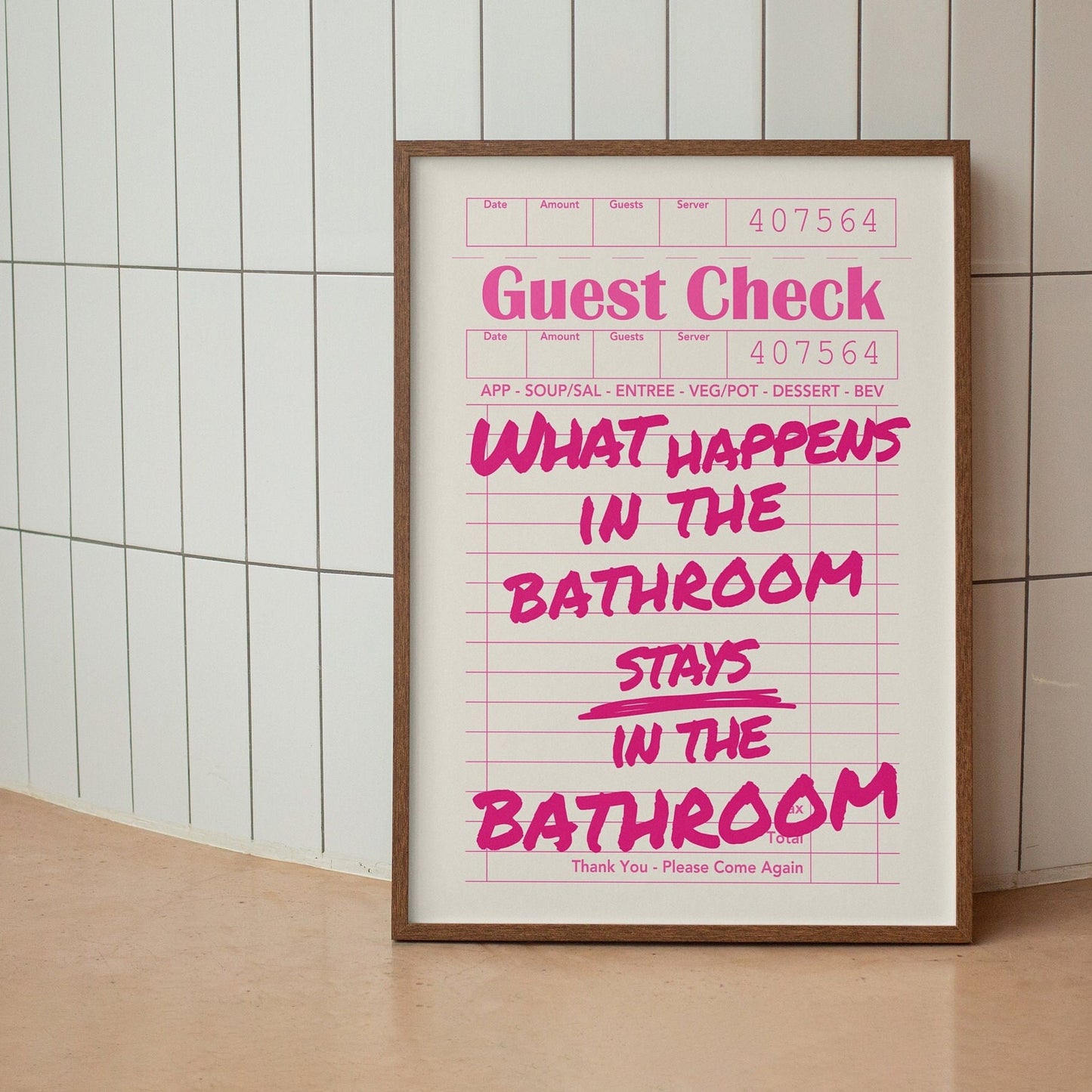 Funny Pink Bathroom Print