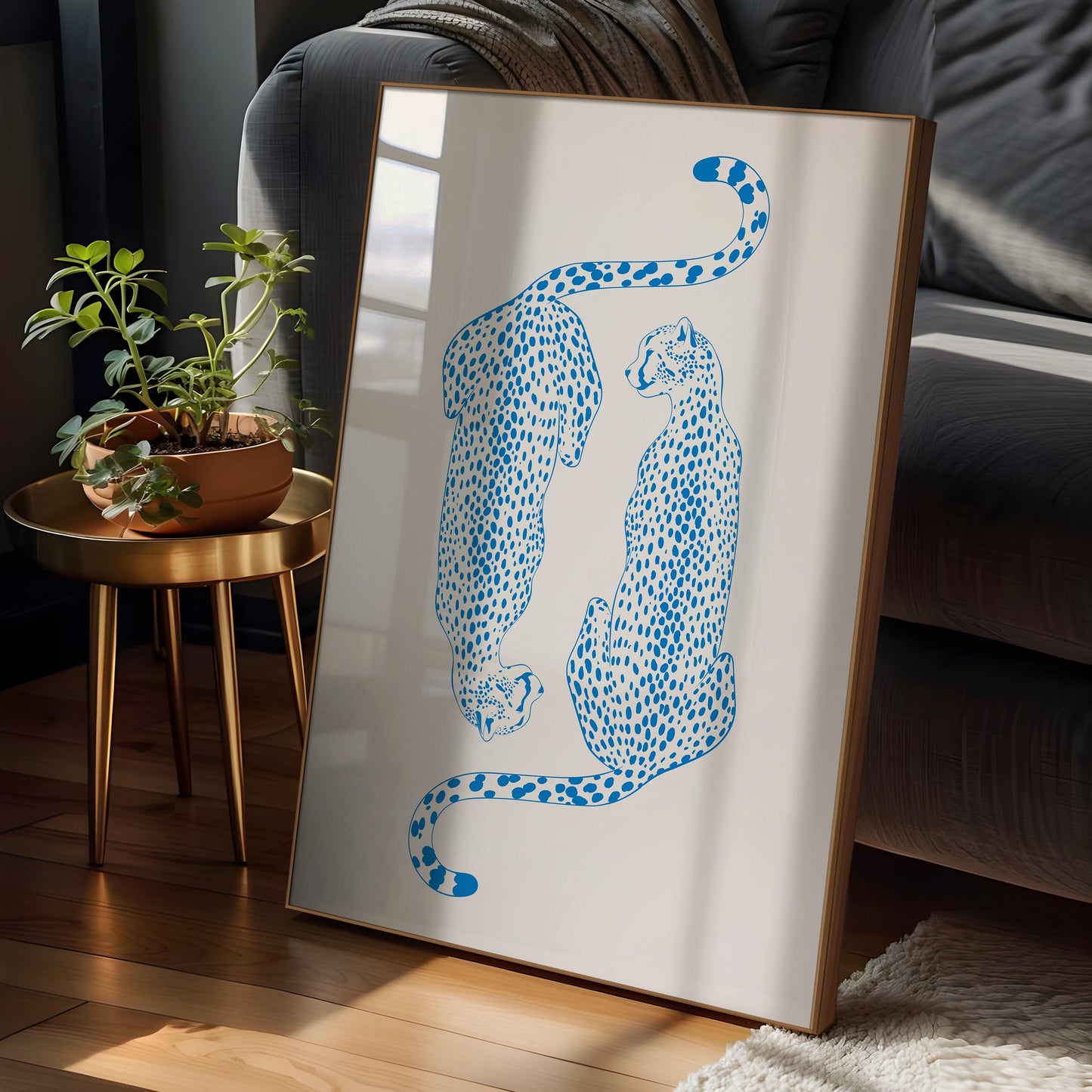 Blue Cheetah Retro Print