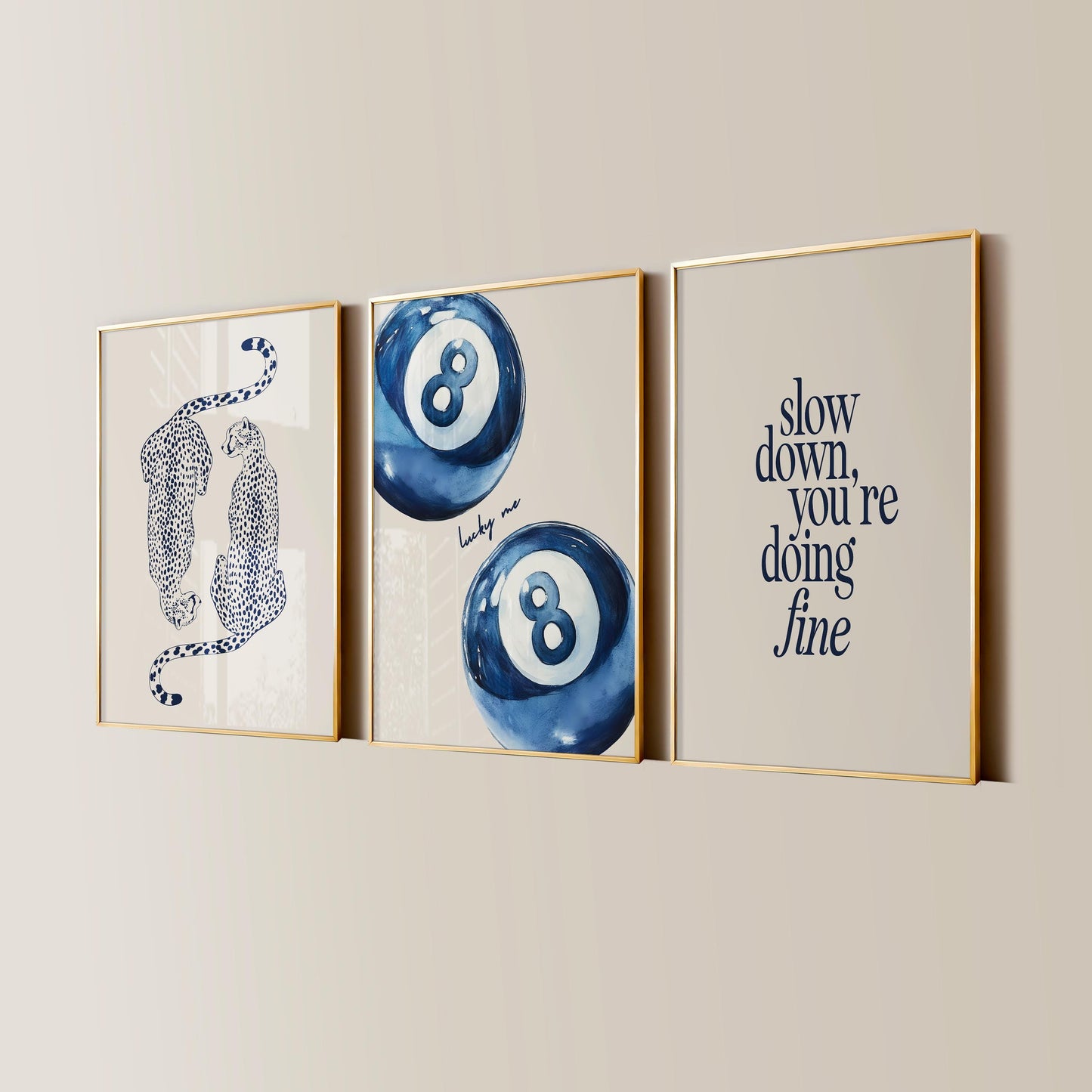 Navy Blue Set Of 3 Prints