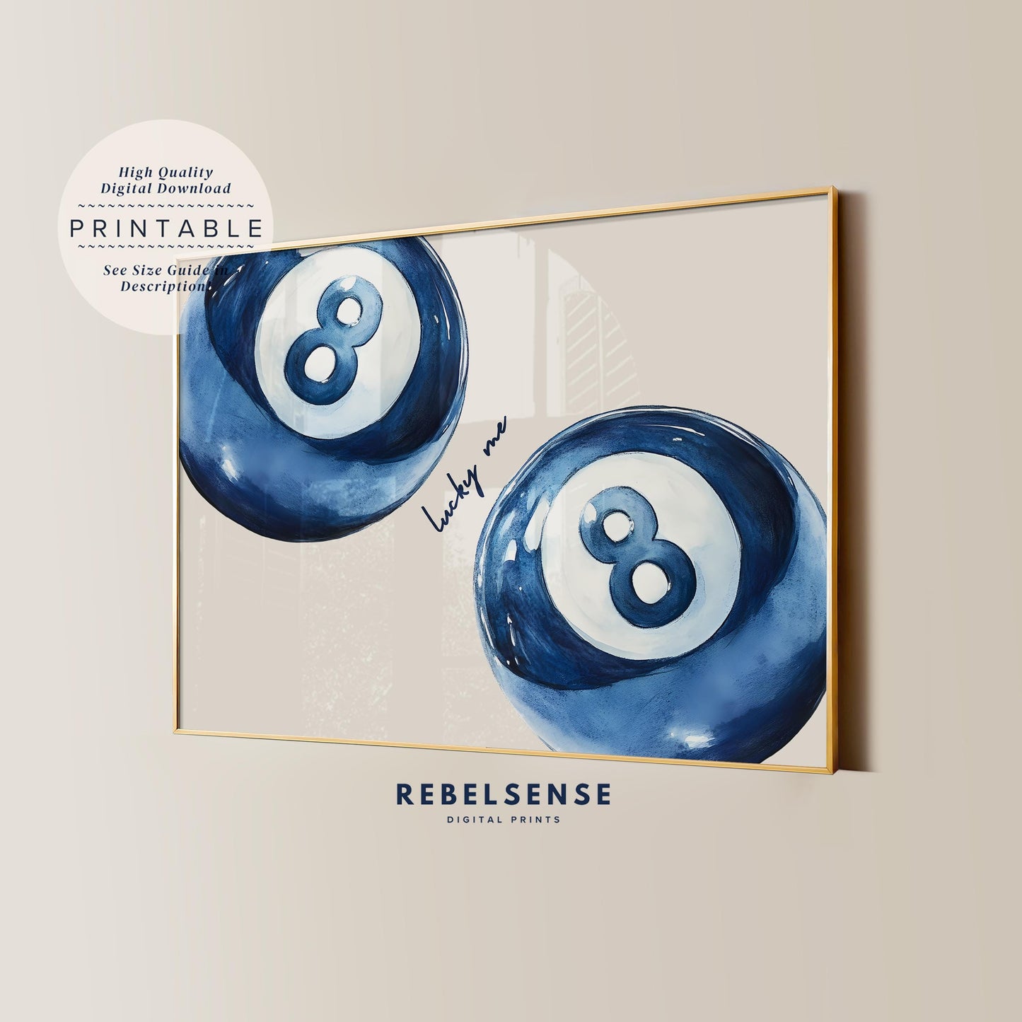 Blue 8 Pool Ball Print