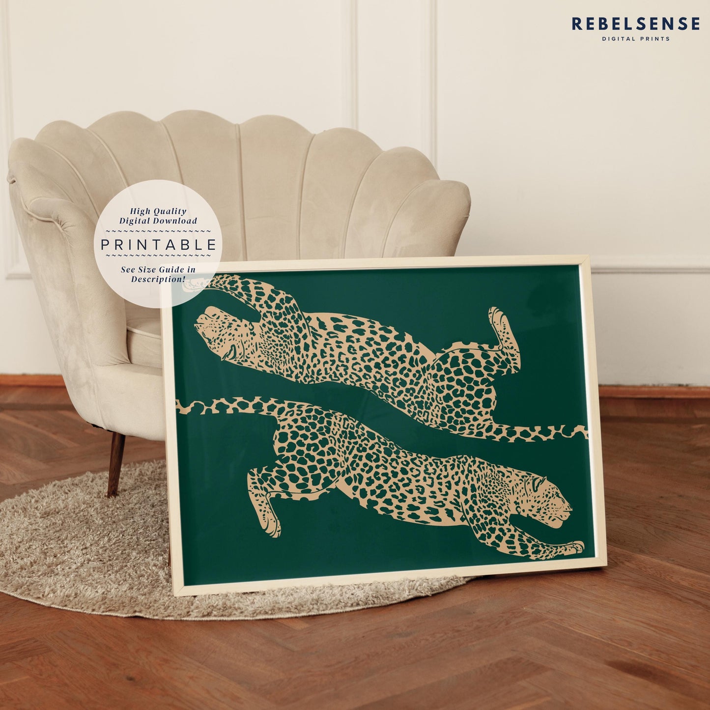 Emerald Pouncing Cheetahs Print