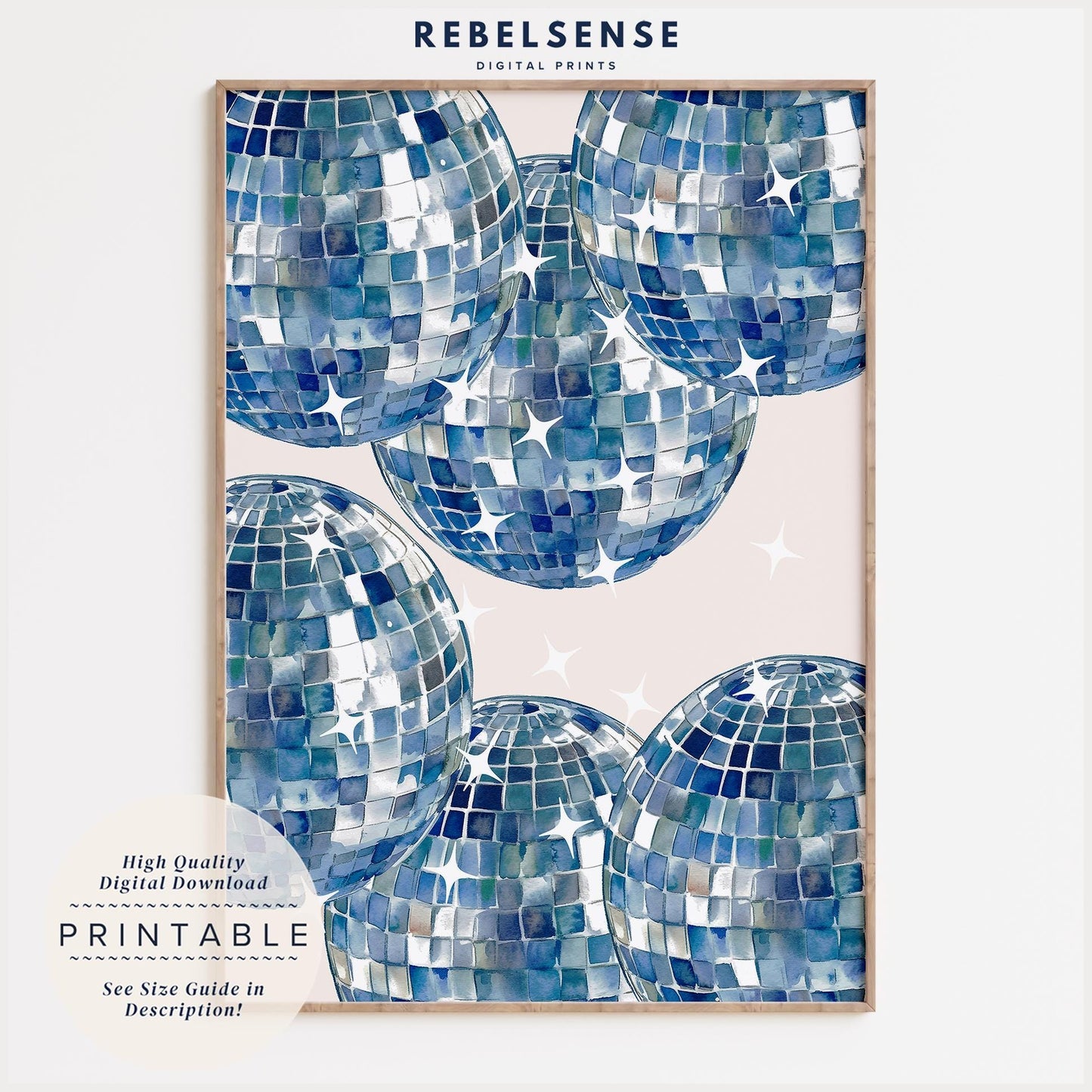 Navy Disco Ball Print