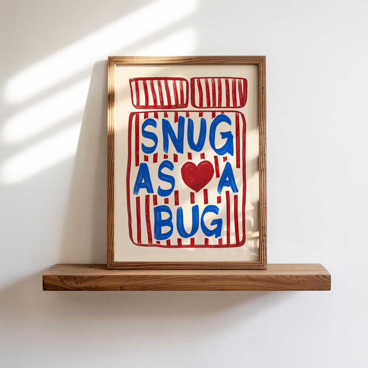 Snug As A Bug Print - Blue & Red