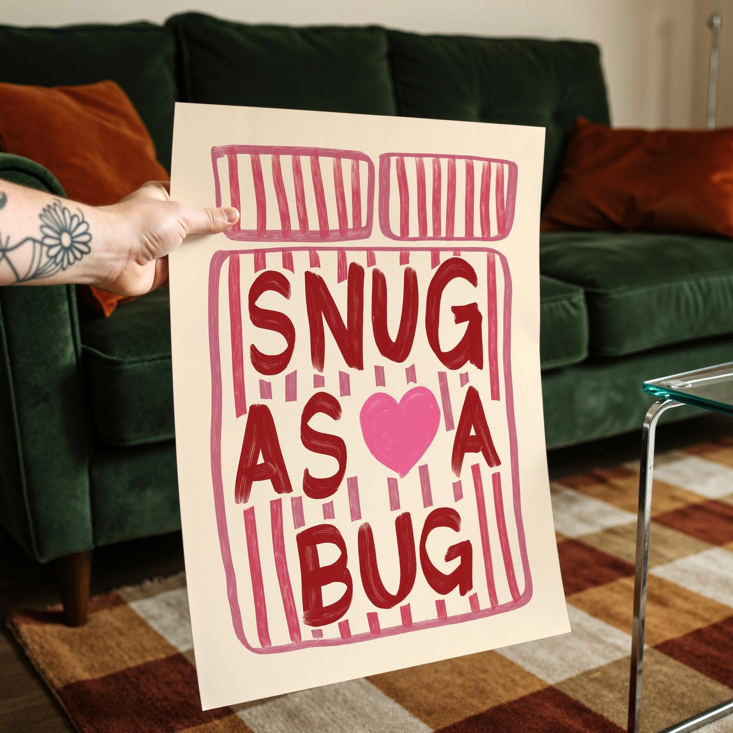 Snug As A Bug Print - Pink