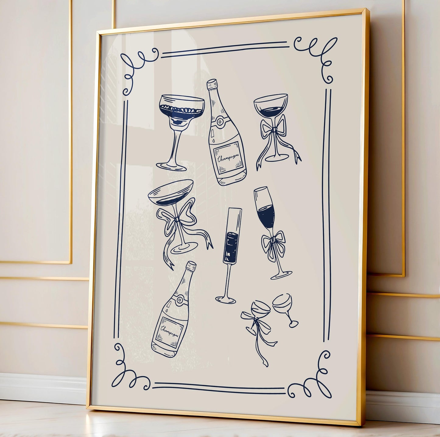 Blue Champagne Print