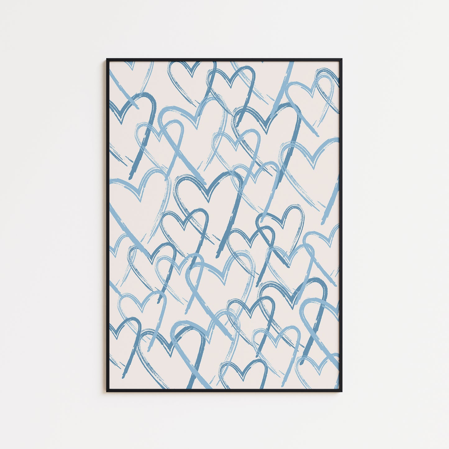 Blue Retro Hearts Print