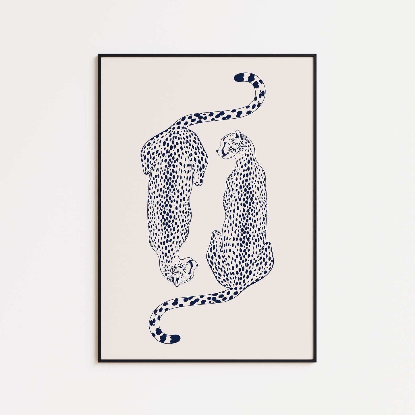 Navy Blue lucky Leopard Set Of 3 Prints