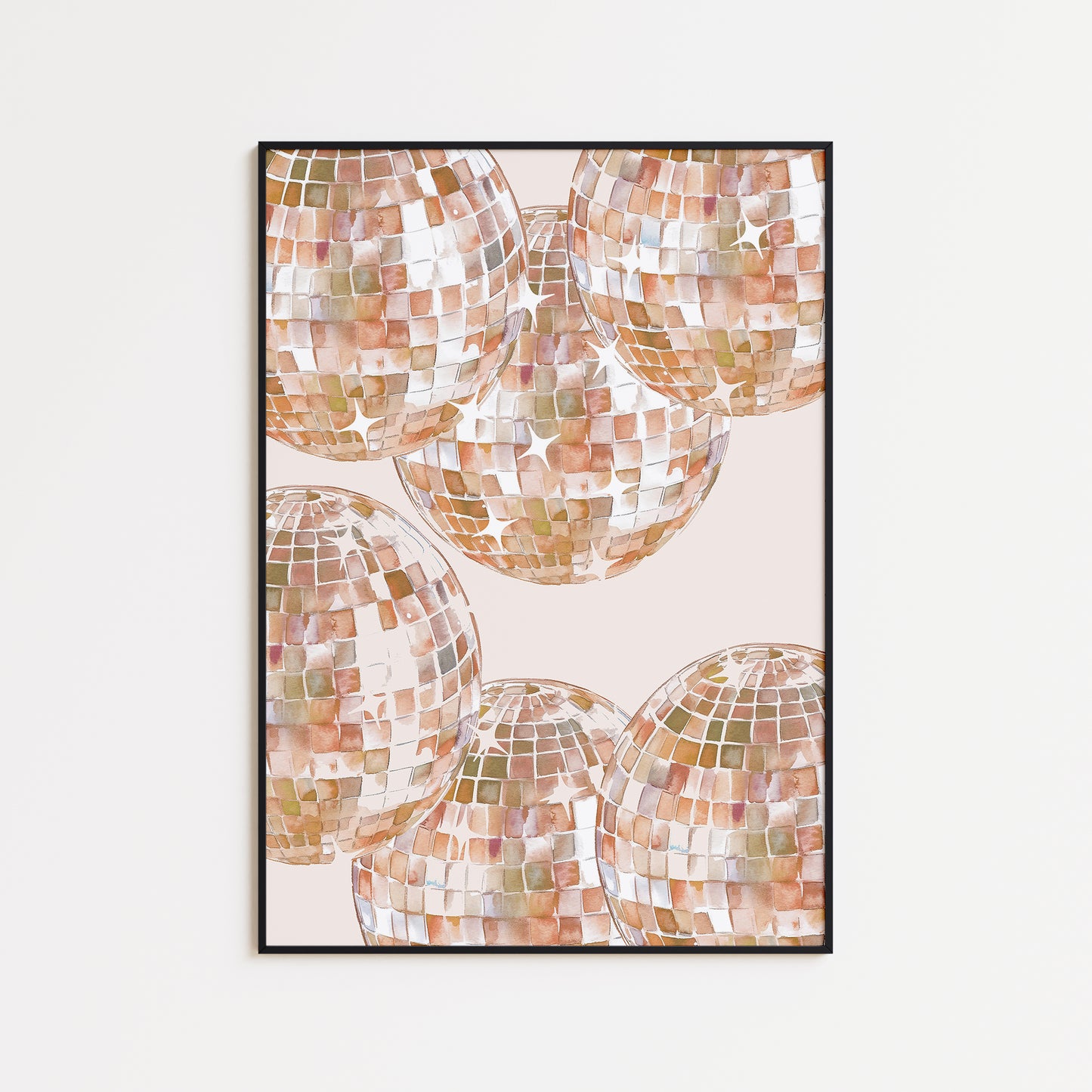 Beige Disco Ball Print