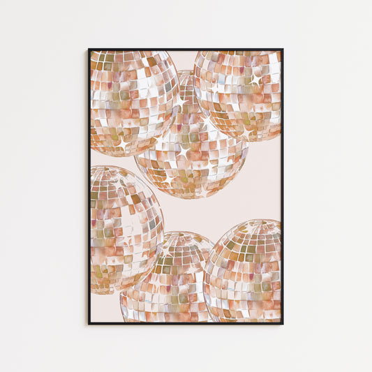 Beige Disco Ball Print