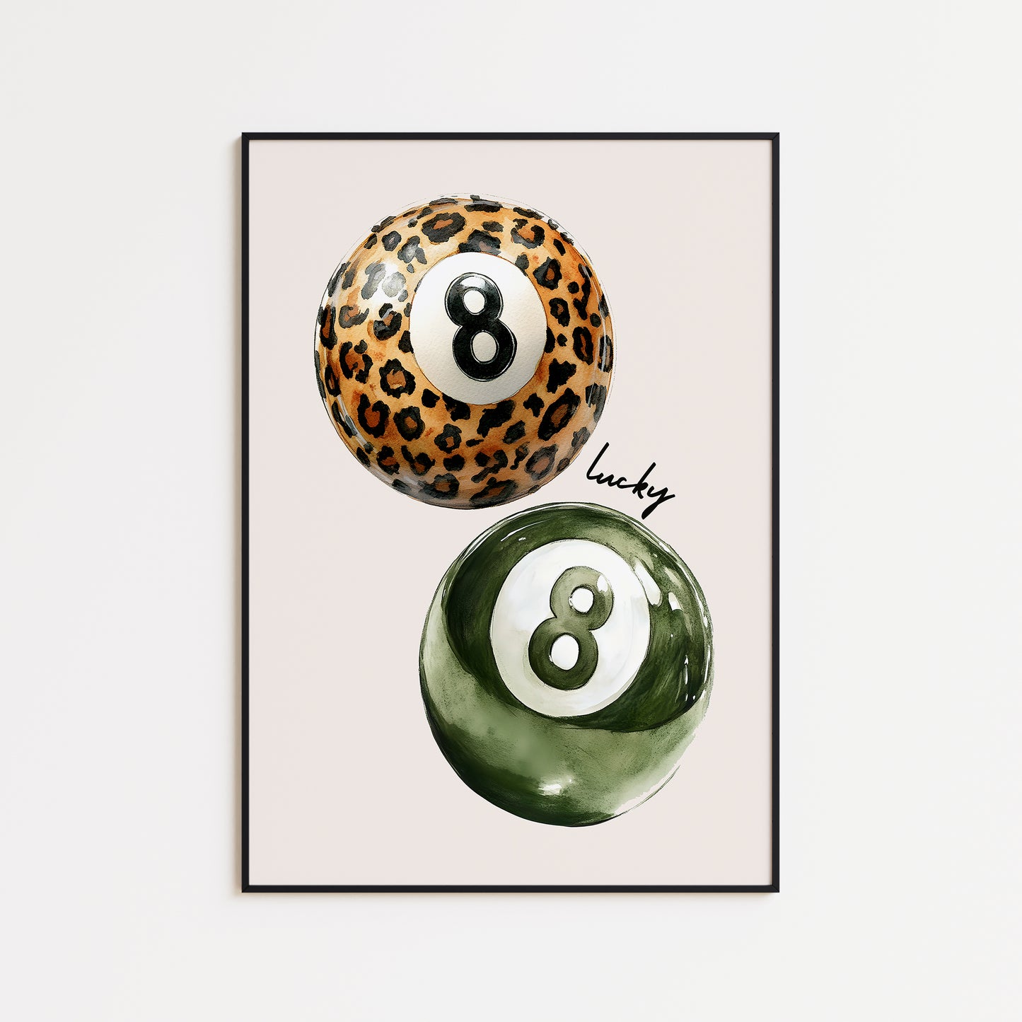 Sage Green & Leopard 8 Ball Print