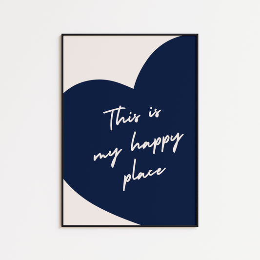 Navy Blue Heart Print