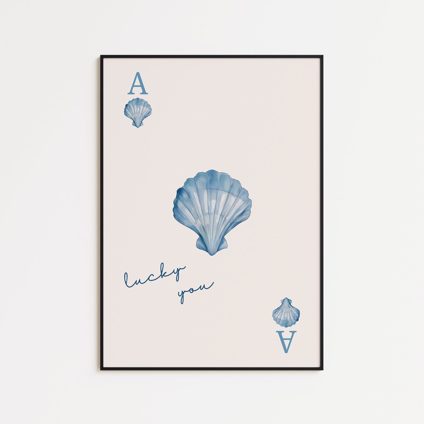Blue Seashell Playing Card Print