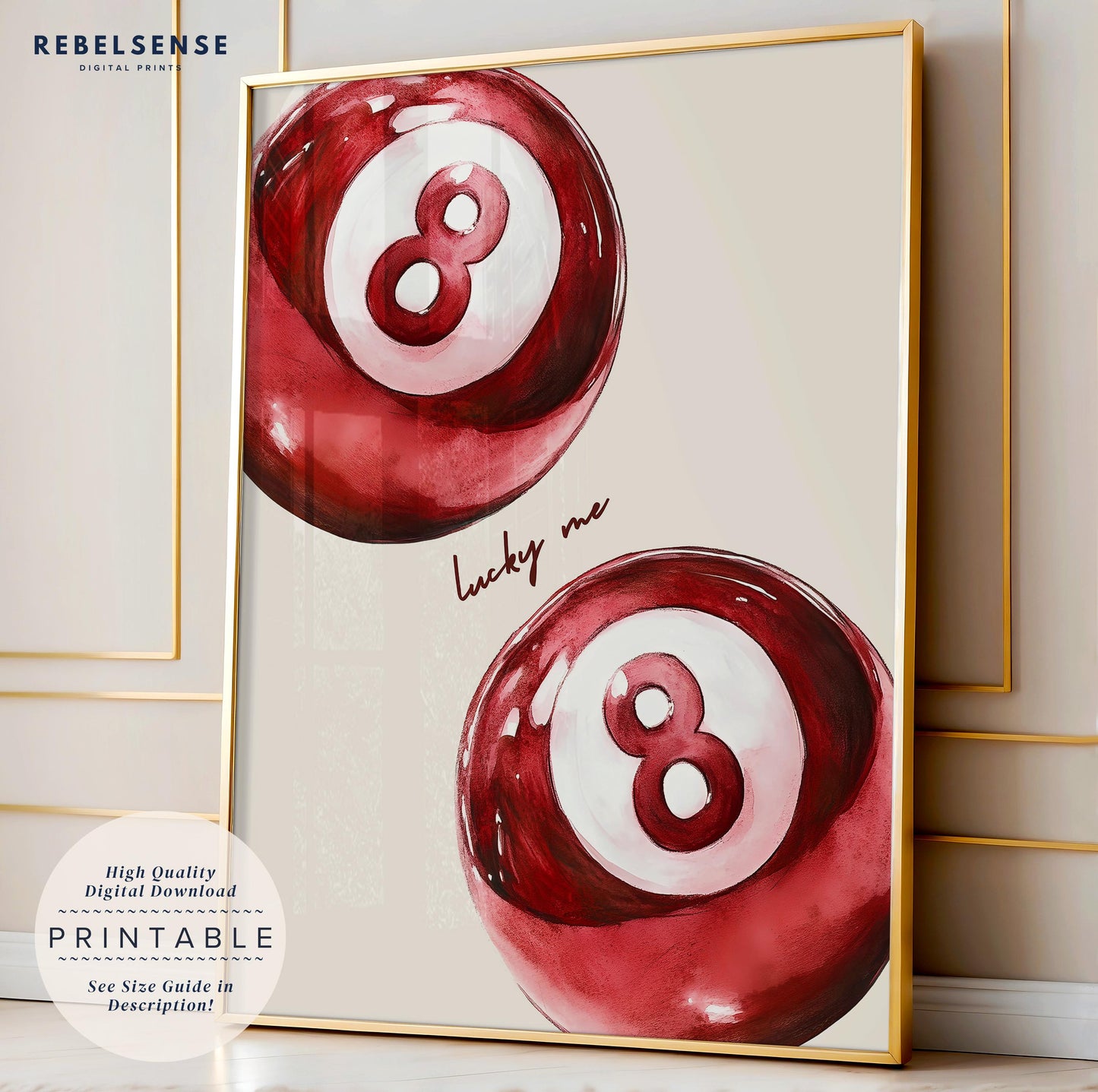 Red 8 Pool Ball Print