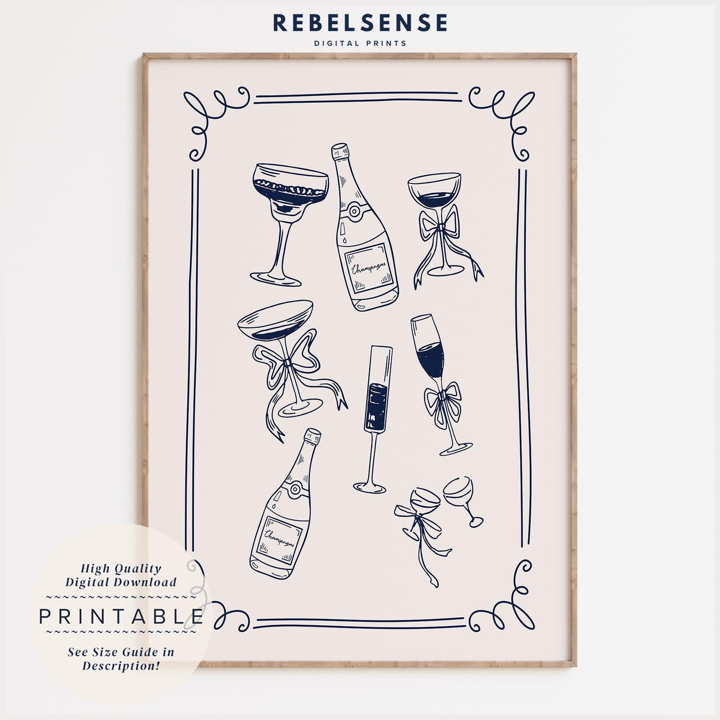 Blue Champagne Print