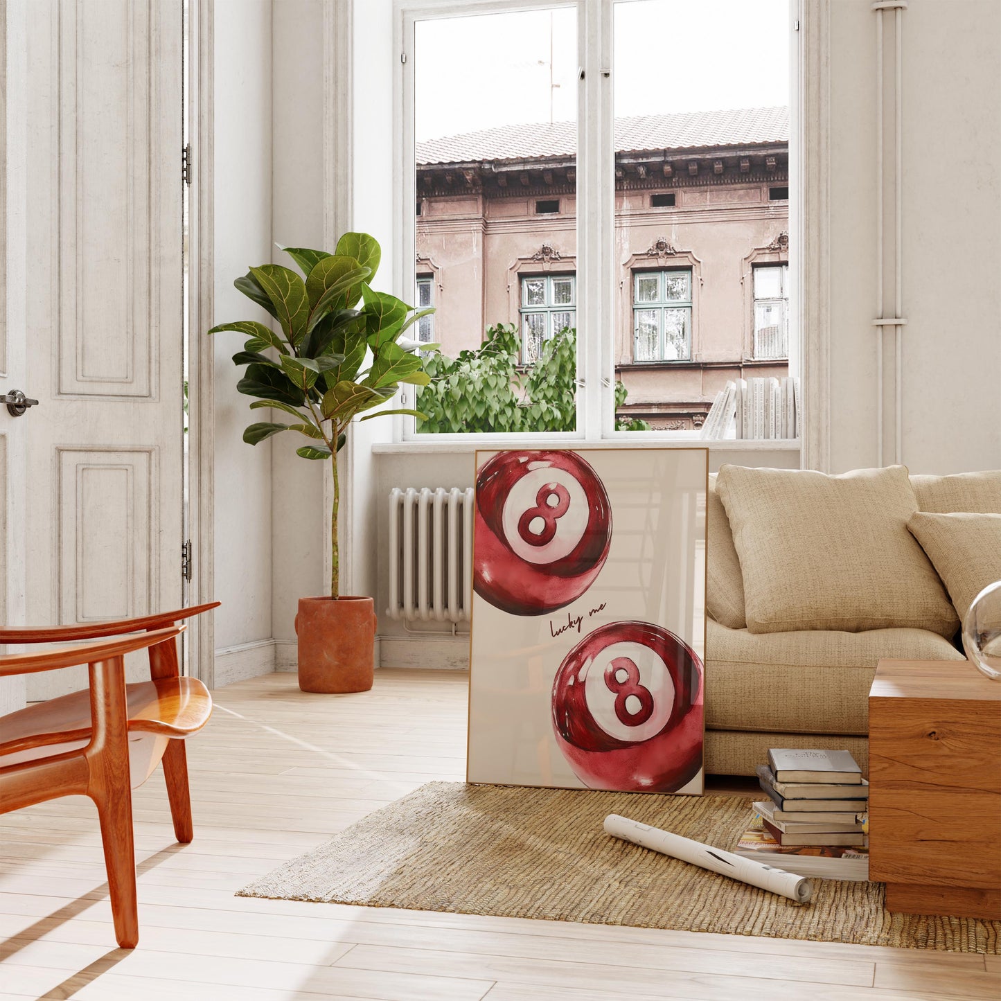 Red 8 Pool Ball Print