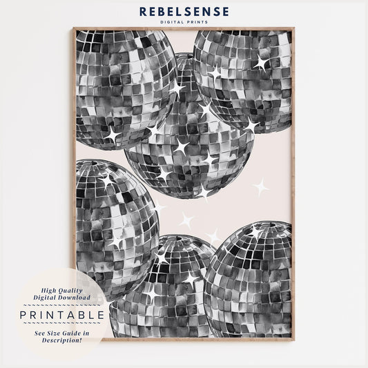Black Disco Ball Print