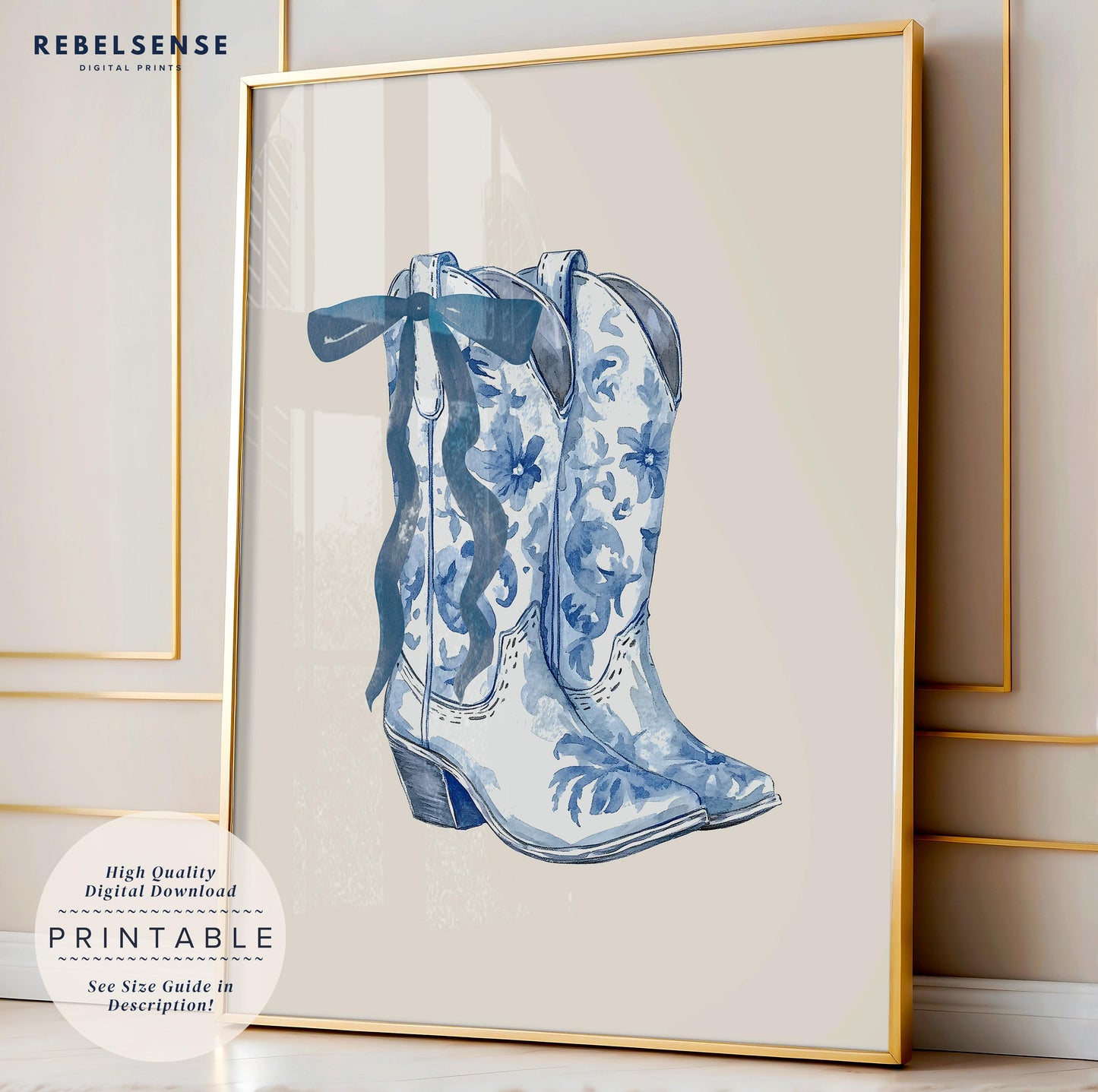 Chinoiserie Cowgirl Boots Print