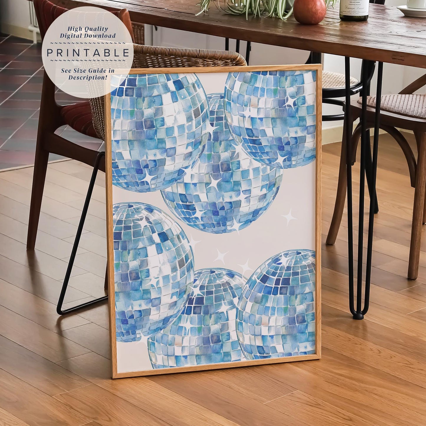 Blue Disco Ball Print
