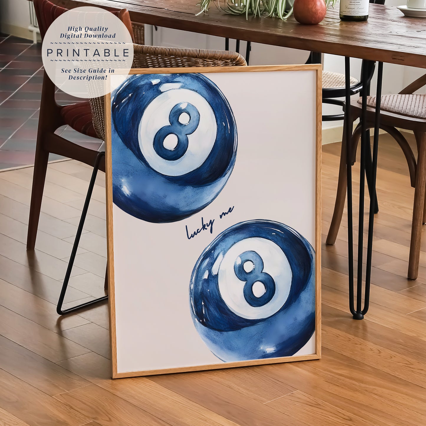 Navy Blue 8 Pool Ball Print