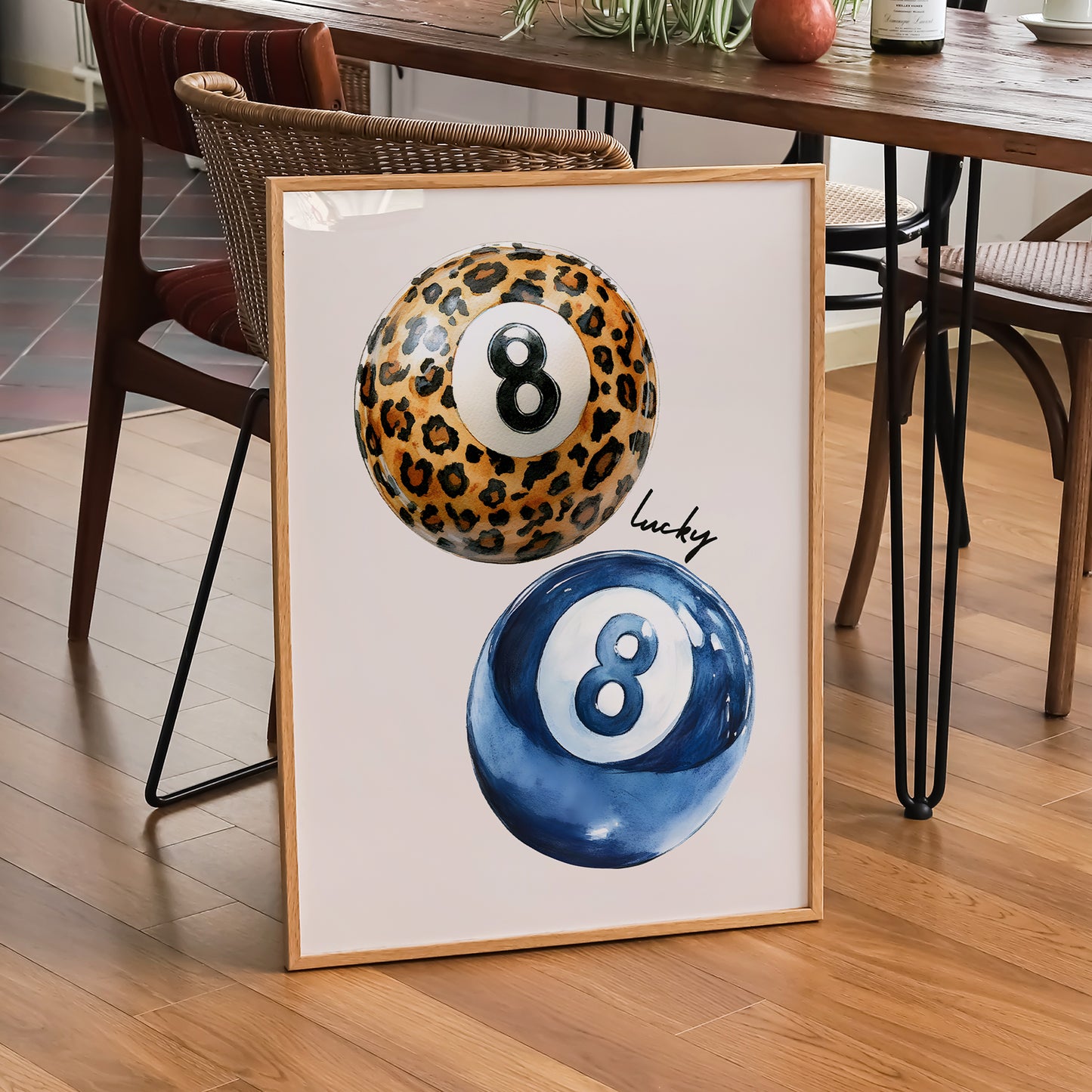 Navy & Leopard 8 Ball Print