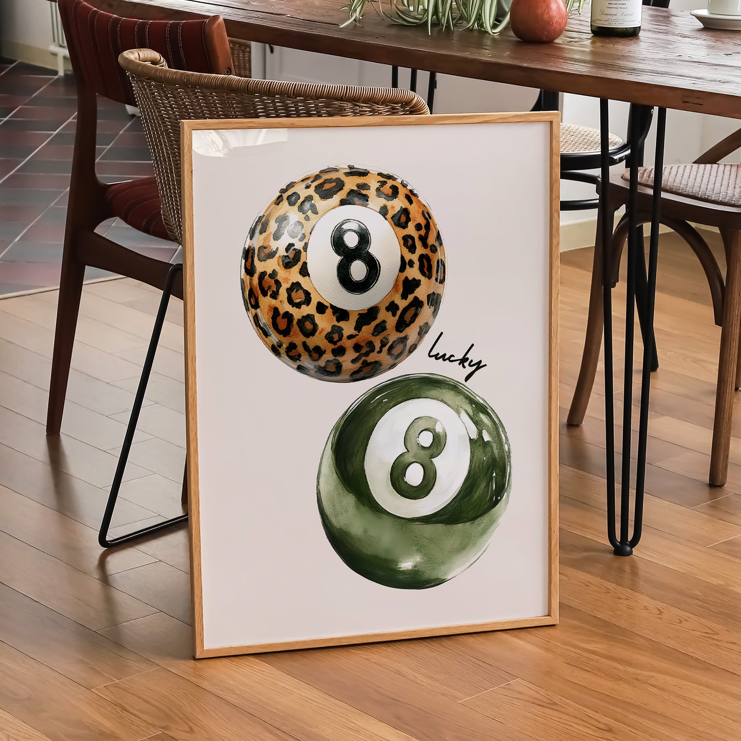 Sage Green & Leopard 8 Ball Print