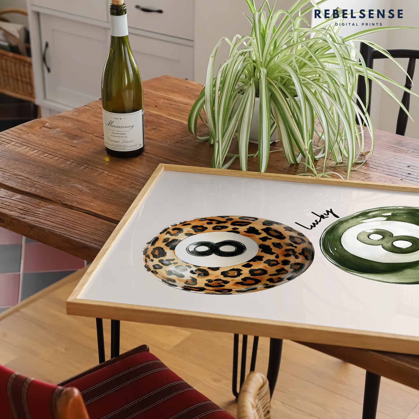 Sage Green & Leopard 8 Ball Print