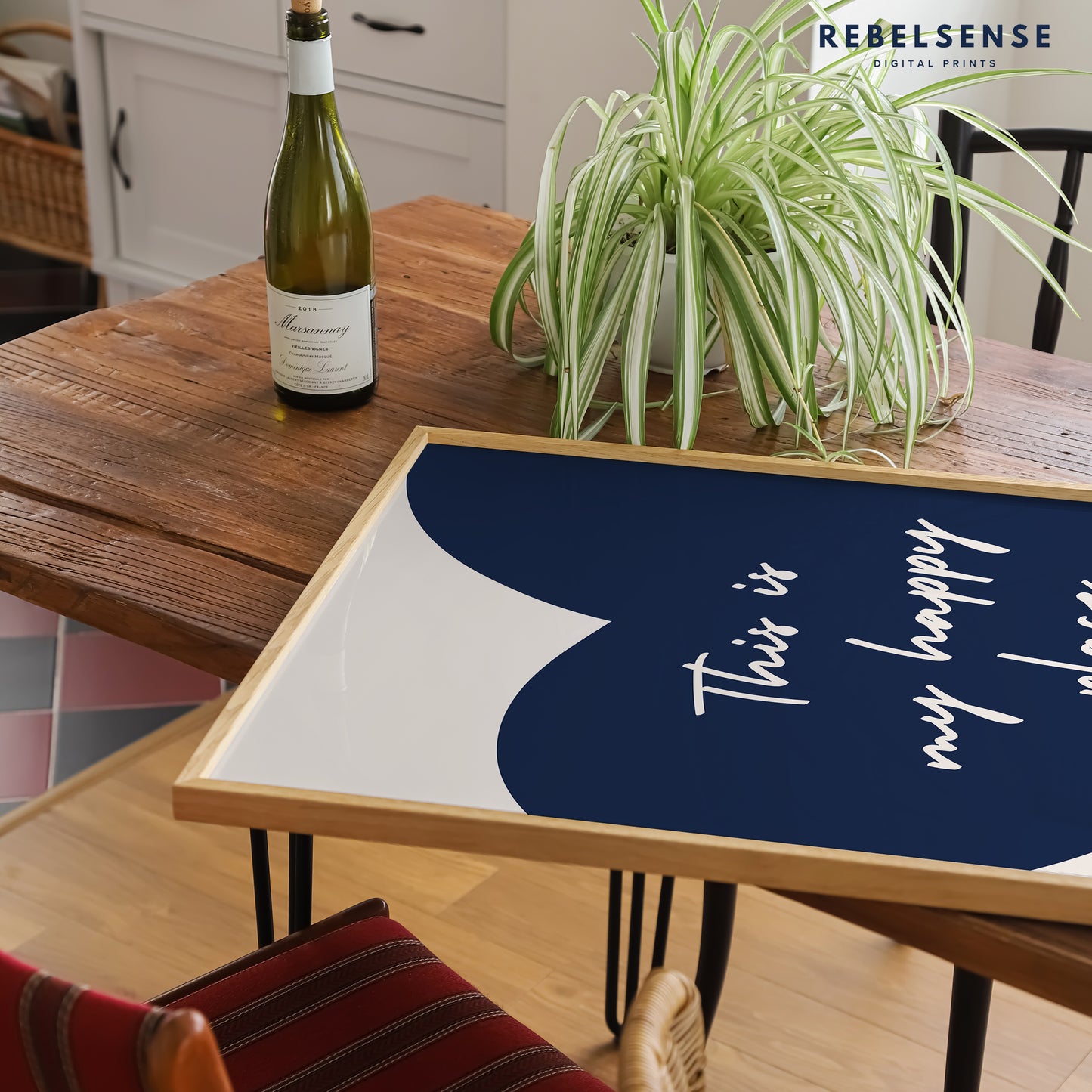 Navy Blue Heart Print