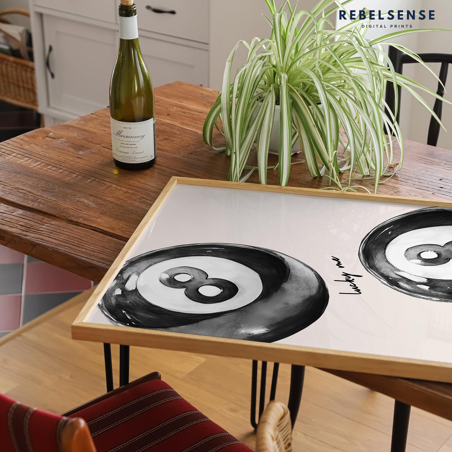 Black 8 Pool Ball Print