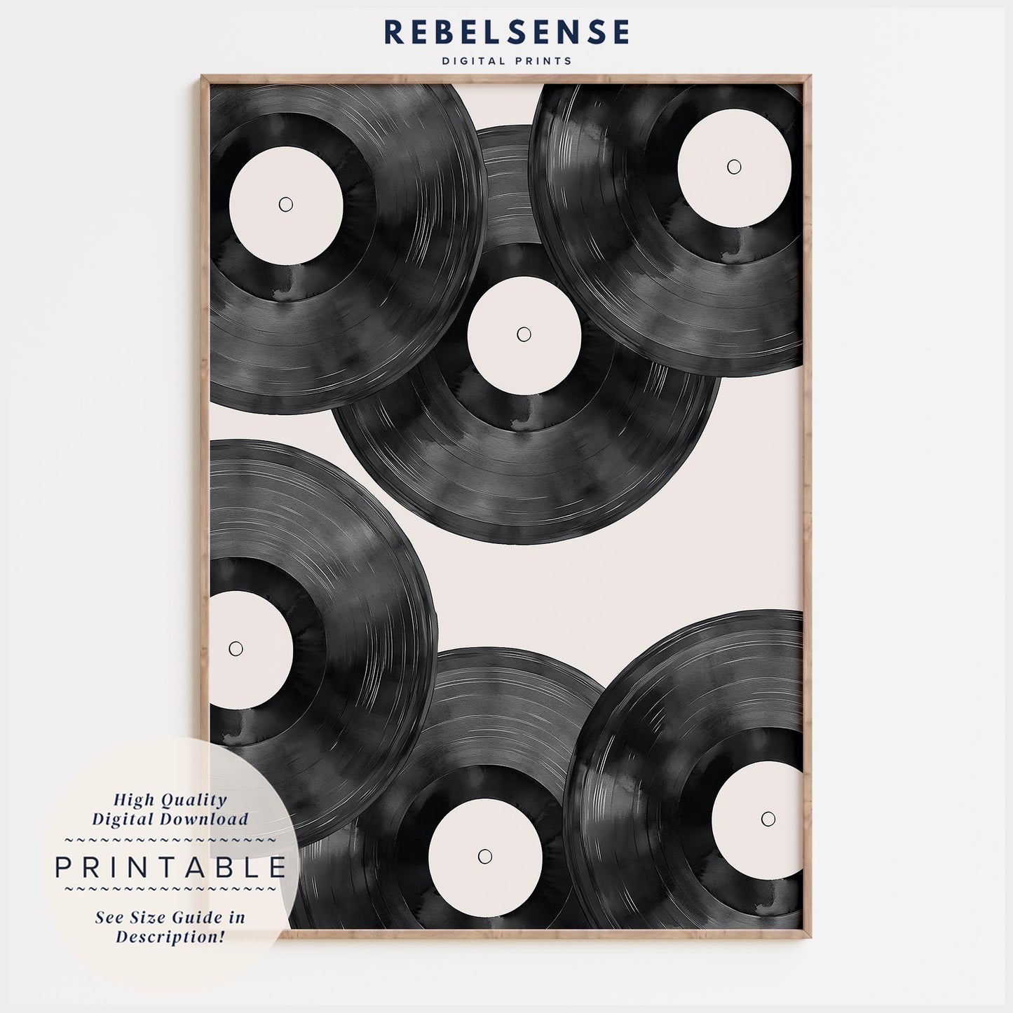 Black Vinyl Record Print
