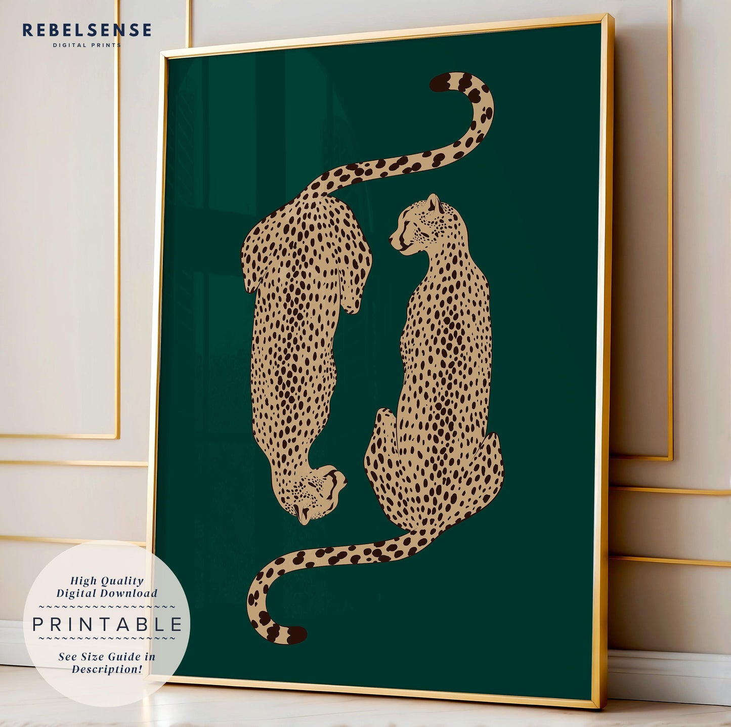 Emerald & Beige Cheetah Print