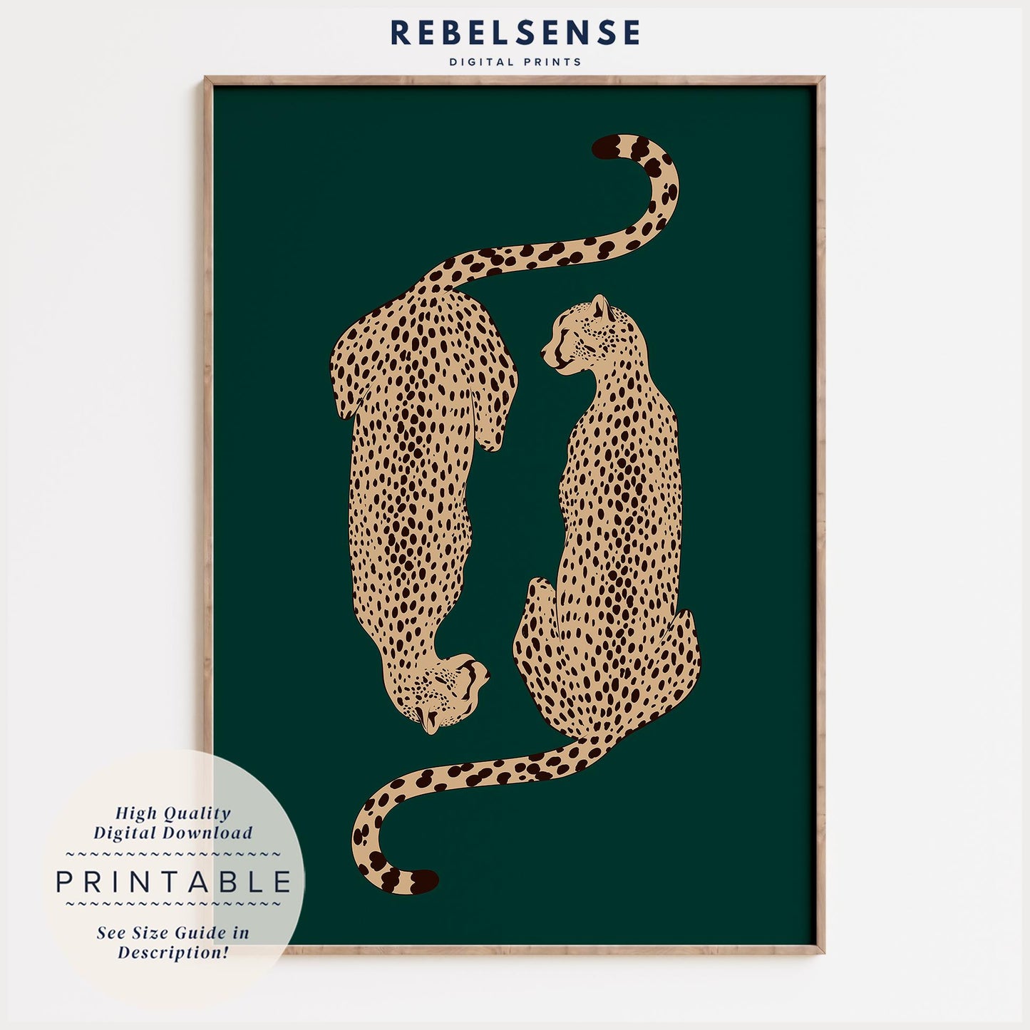 Emerald & Beige Cheetah Print