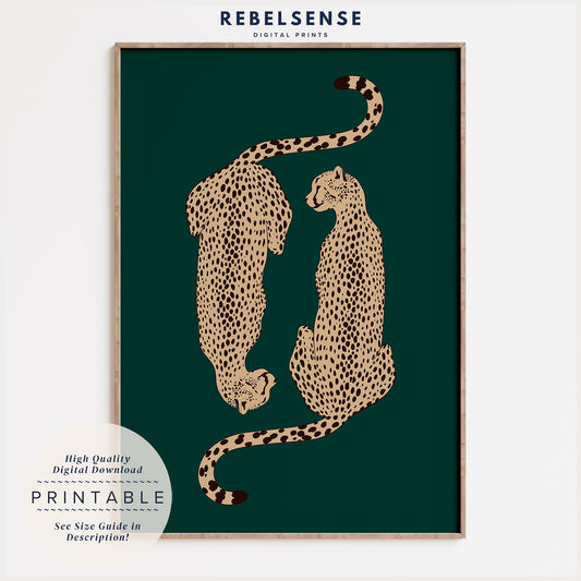 Emerald & Beige Cheetah Print