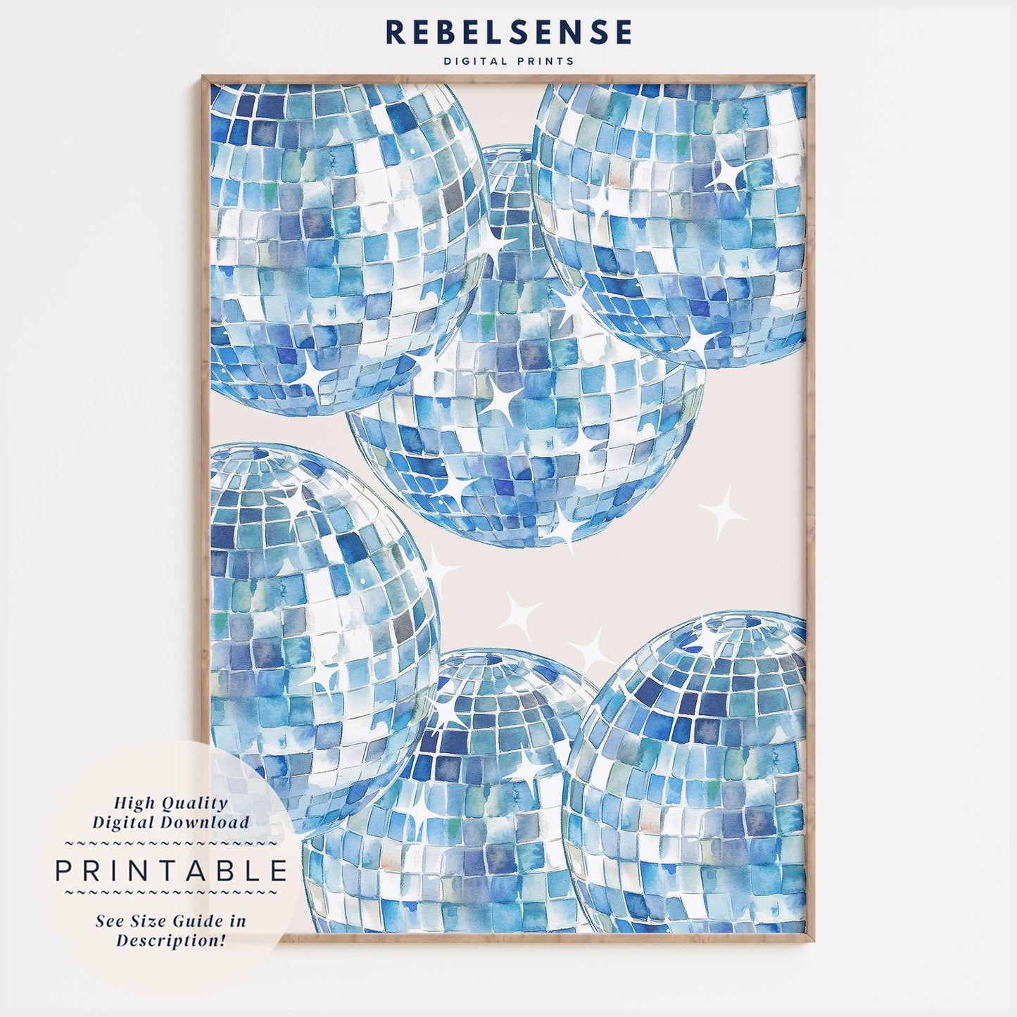 Blue Disco Ball Print
