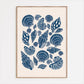Seashells Linocut Style Print