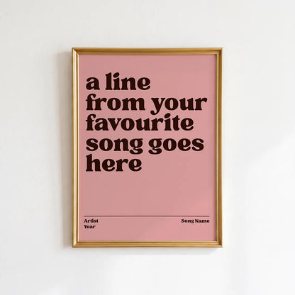 Custom Song Lyrics Print: Personalised Music Poster