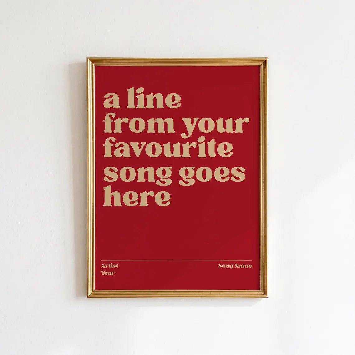 Custom Song Lyrics Print: Personalised Music Poster