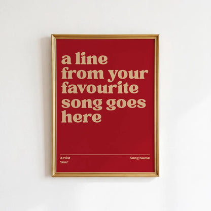 Custom Song Lyrics Print: Personalised Music Poster