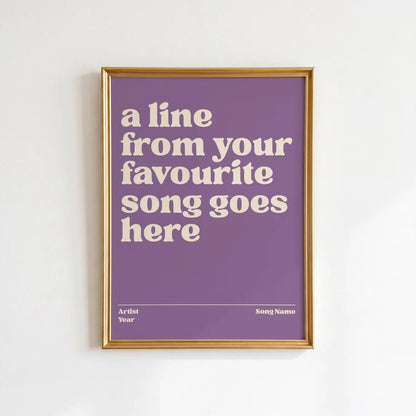 Custom Song Lyrics Print: Personalised Music Poster