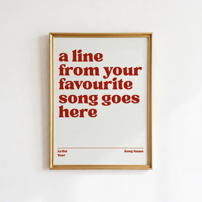 Custom Song Lyrics Print: Personalised Music Poster