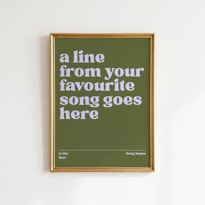 Custom Song Lyrics Print: Personalised Music Poster