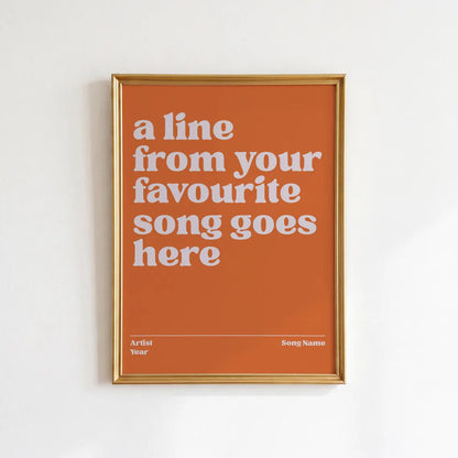 Custom Song Lyrics Print: Personalised Music Poster