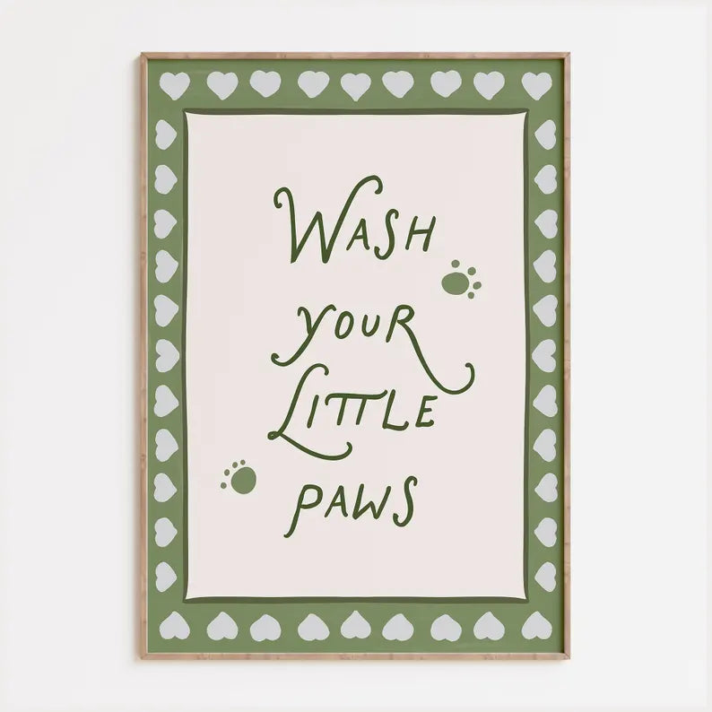 Wash Your Paws Bathroom Print
